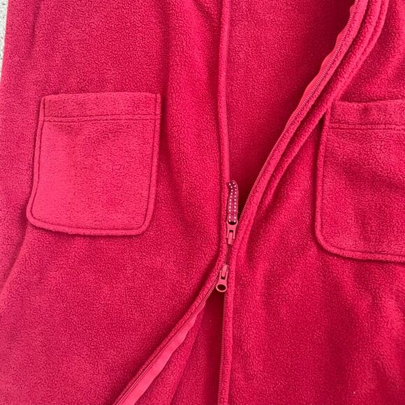 L.L.Bean Red Winter Fleece Robe Two Way Zip Front Size M Reg Pajama Duster Dress - Picture 9 of 16